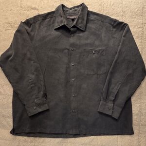 Croft & Barrow Men's Charcoal Faux Suede Long Sleeve Button Down Shirt- XLarge